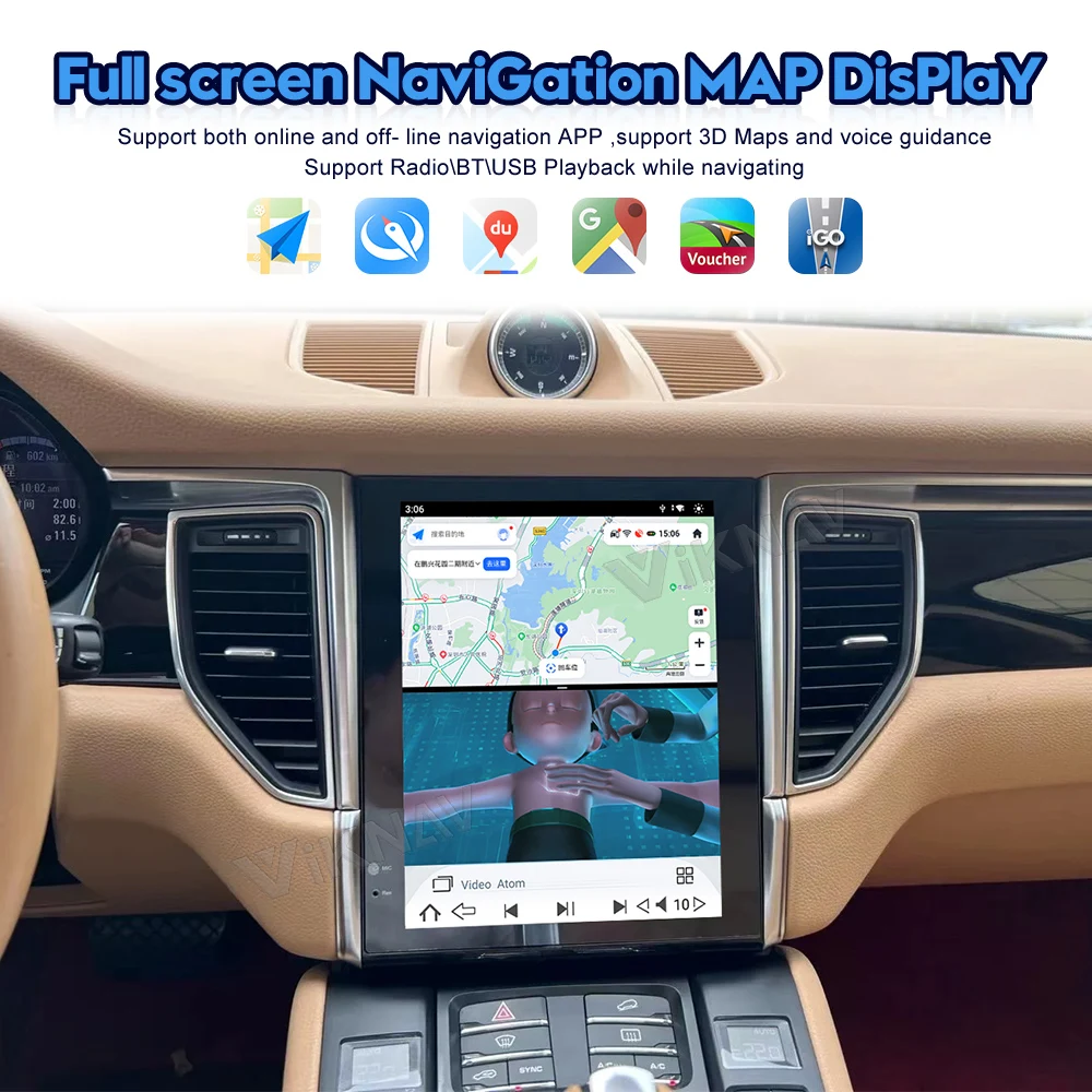 Авторадио Viknav Для Porsche Macan (2010-2015) 10,4 дюйма Авто вертикальный экран Carplay GPS навигация Мультимедийный проигрыватель