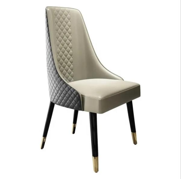 Silla de comedor moderna de cuero de PU con patas de madera