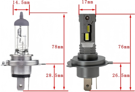 1:1 Direct-Insertion Fanless Car Headlight Bulbs For Both High And Low Beams