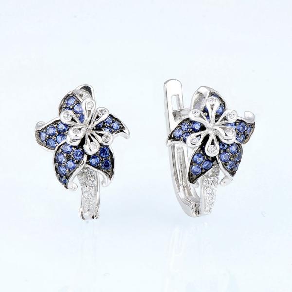 925 Sterling Silver Hoop Earrings Cubic Zirconia Flower Shape Hoop Earrings for Women and Girl