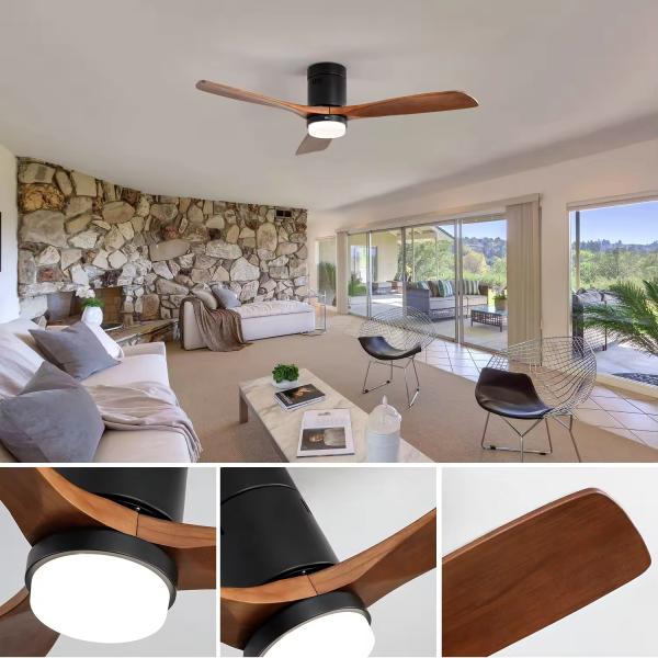 Model 657 Modern Design Best Sell 3 Solid Wood Blades 42 52 Inches Ceiling Fan with Light