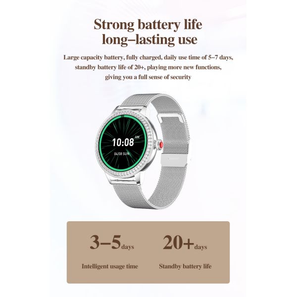 Eraysun China TK26 Lady Smart Watch With Round 1.26inch Fashion Cheap Waterproof 2025 IP67 Waterproof Female XOFIT Smartwatch