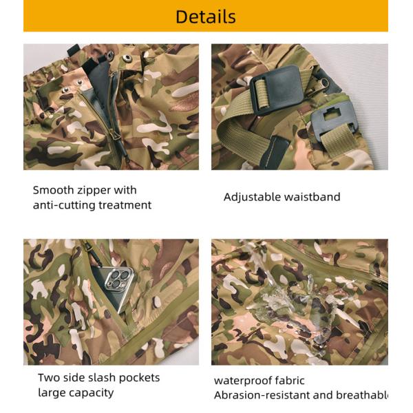 Winter Thickened Pants Waterproof Ski Pants Full Open Zipper Camouflage Punch Pants