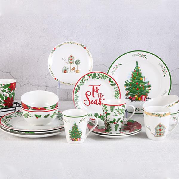 10pcs Mid Century Modern Dishware Ceramic Dinnerware Sets Round Decorated
