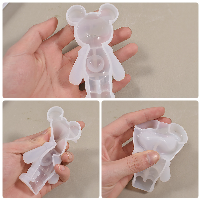 DIY Drop Glue Space Rabbit Astronaut Bear Silicone Mold Cartoon Gypsum Candle Keychain Grinder