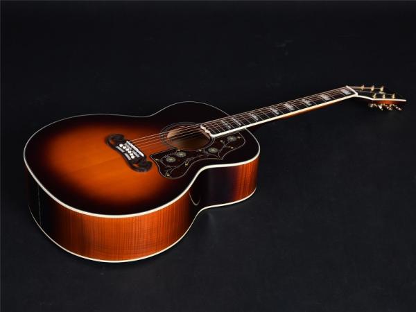 Customized 43 Inch size solid wood acoustic guitar flamed maple back side rosewood fingerboard