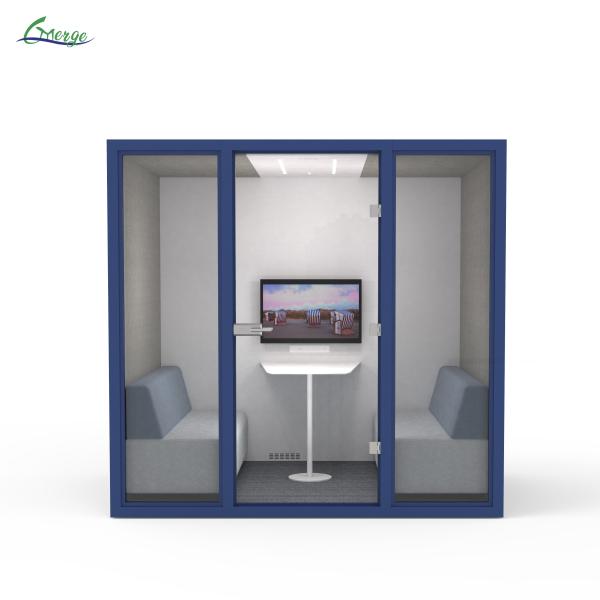 Adjustable Desk Work Surface Noiseless Telephone Pod with 2 Power Outlets