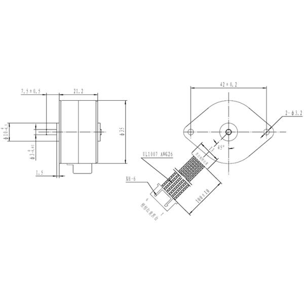 4 тип постоянного магнита Stepper мотора провода 35mm Stepper мотора 6 участка униполярных
