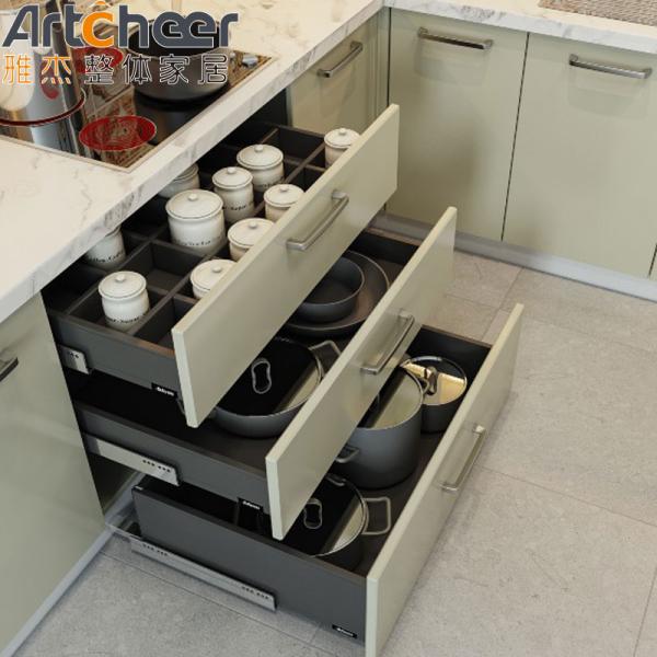 Зеленый цвет кварцевый камень верхний U-образный кухонный шкаф для современного стильного дизайна кухни