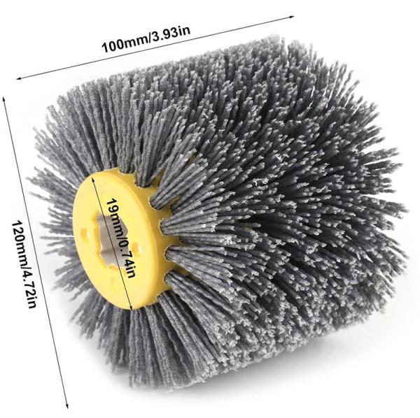 Brush de roda de nylon de fio cilíndrico abrasivo para móveis de madeira