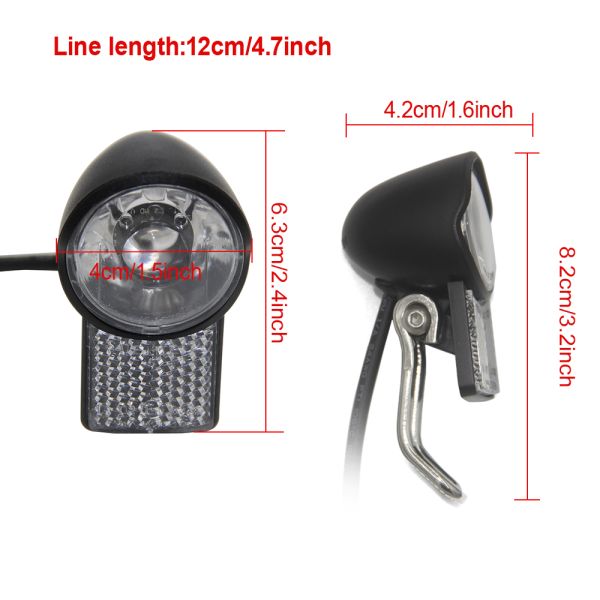 Custom Design 2Pin Waterproof EBike Front Light Electric Bicycle Headlight