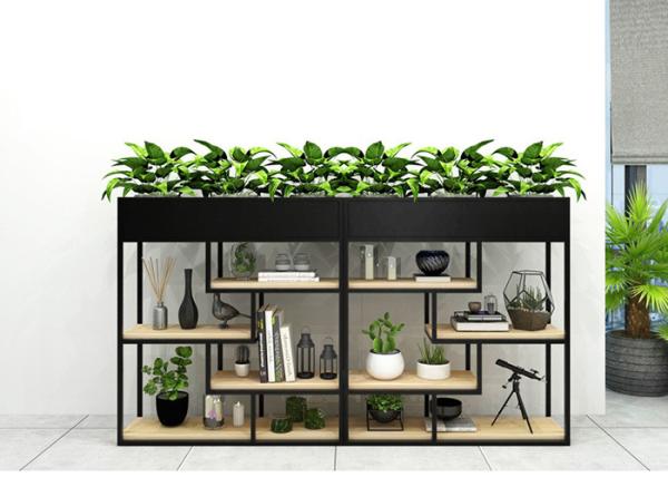 Delicate Balcony Flower Pot Shelf , Plants Metal Garden Shelves Multi Functional Fence