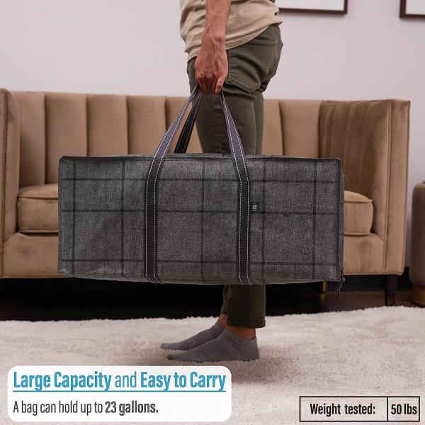 Heavy Duty Extra Large Clear Moving Bags W/Backpack Straps Strong Handles & Zippers, Storage Totes For Space Saving