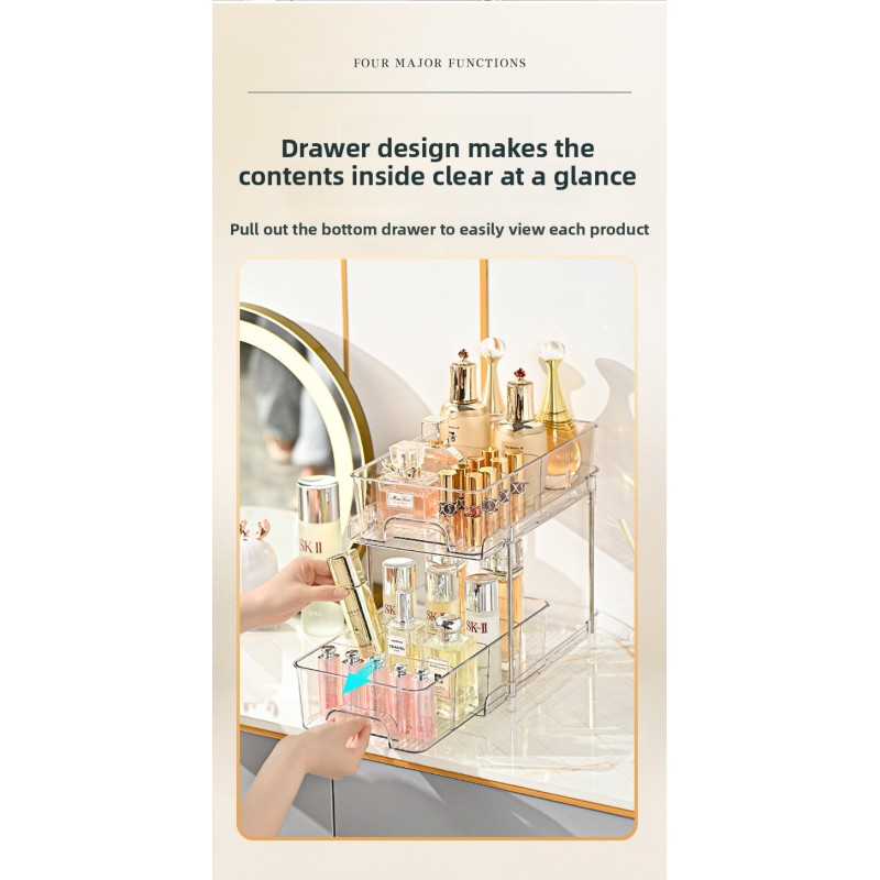 Professional Clear Plastic Cosmetic Organizer Multi-Tier Snack Shelf Skincare Storage Box for Bedroom Living Room Kitchen