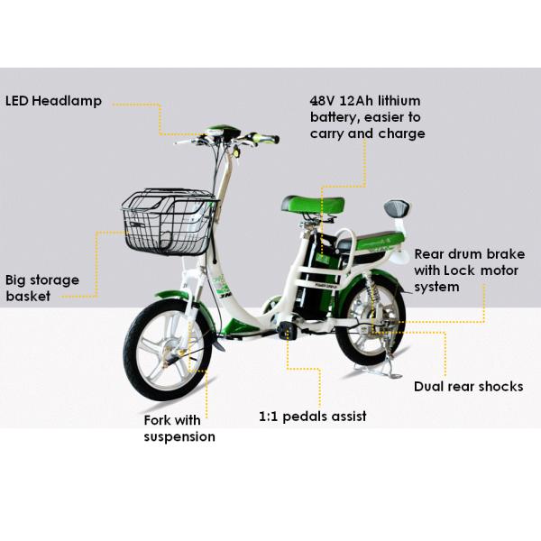 36kgs Pedal Assist Electric Bike 48V 350W 12Ah Lithium Battery
