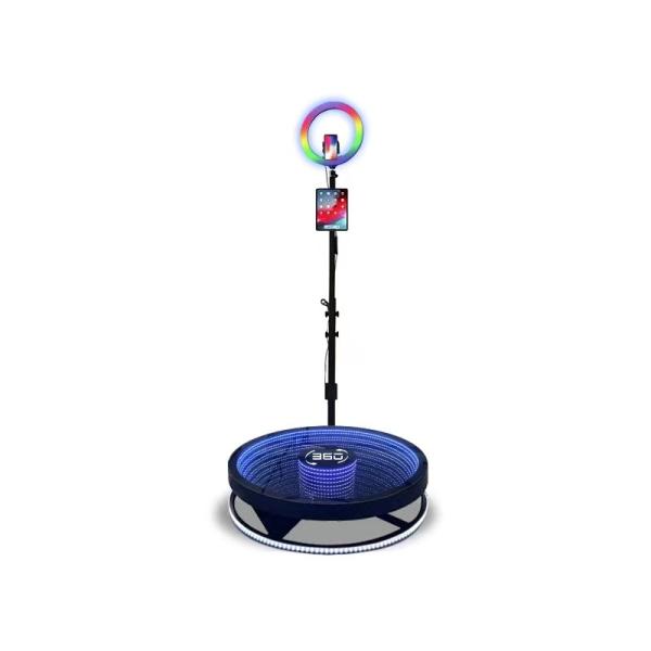 Stylish LED 360 Photo Booth Glass Infinity With Flight Case