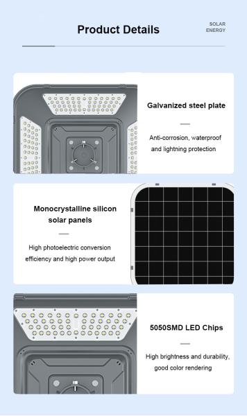 Solar Road Lamp Integrated All in One Solar Garden Light Galvanized Steel Housing