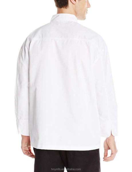 Breathable Long Sleeve Cool Chef Coats Woven Fabric White Kitchen Jacket