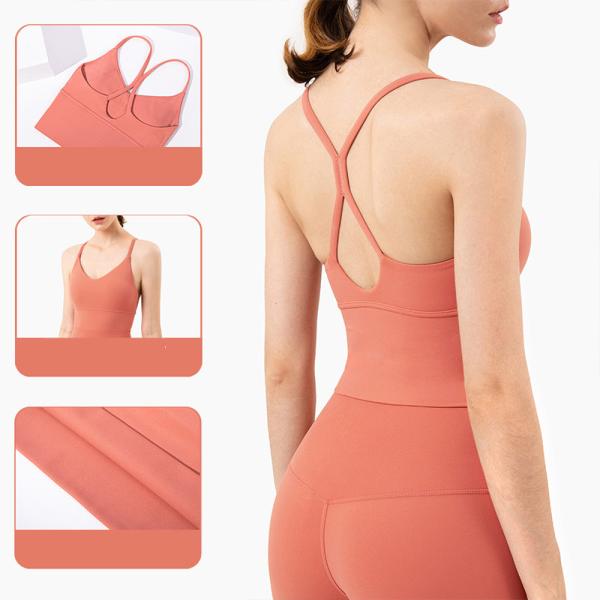 Gota suada de nylon sexy da água de Wicking do sutiã dos esportes de 9 mulheres Nude da ioga das cores para trás