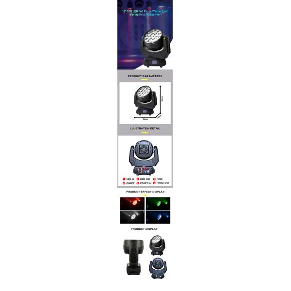 Zoom Moving Led Wash Light 19x10w 4 в 1 Гобо Проектор Rgbw Фары Партийный Эффекты Сценического Освещения Бар Ночной клуб Дискотека