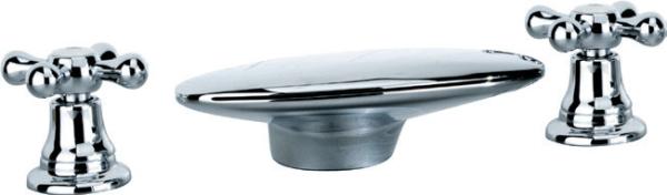 Ceramic Cartridge Brass Deck Mount Tub Faucet with Double Cross Rotated Handles