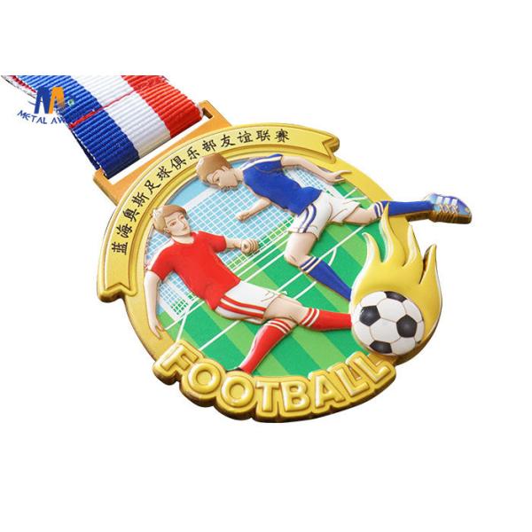 Imitation Gold Plating 65×4MM Football Stock Medals