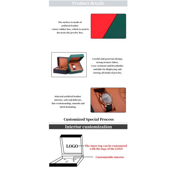 Impression interne accrocheuse de faux cuir de luxe boîte d'emballage de montres pour cadeau