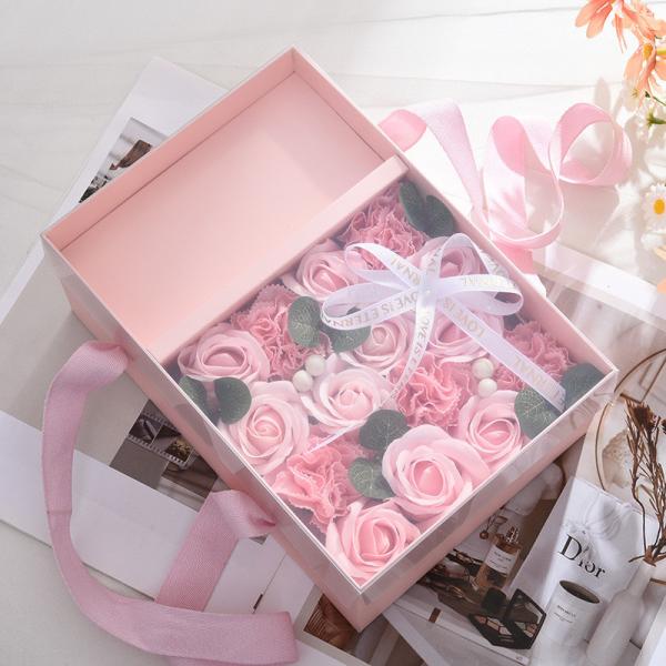 Caixa de presente de flores portátil de luxo personalizada rígida com fita Outro presente artesanal reciclável
