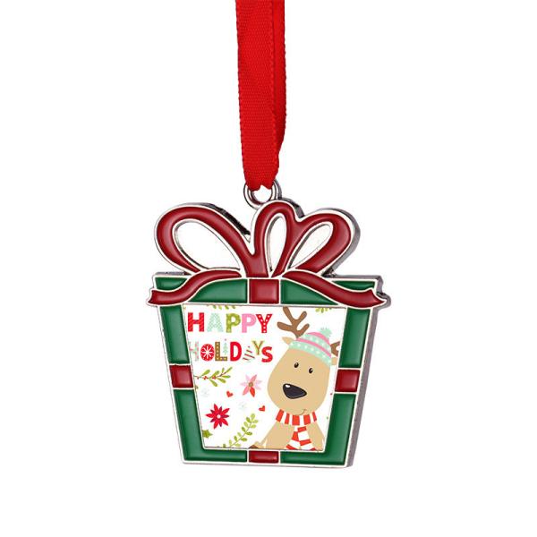 Christmas Tree Hanging Ornaments Sublimation Metal Christmas Pendant Custom holiday decor
