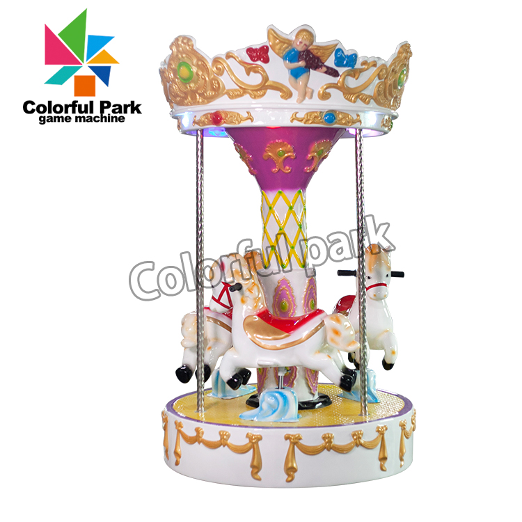 Дети мини лошадь Carousel едет веселое задворк эксплуатируемое монеткой идут круглая монетка привелись в действие езды детей