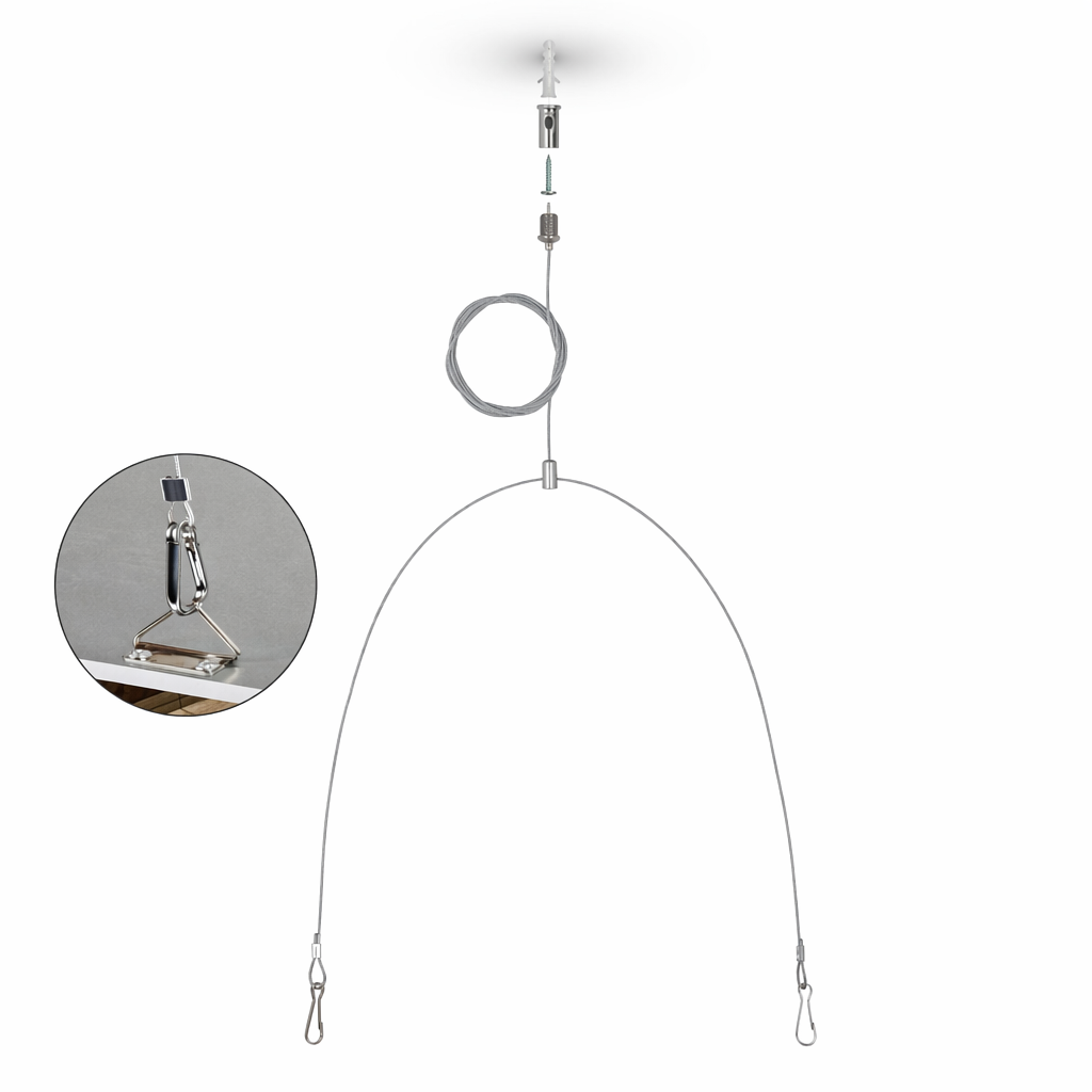 Bottom Adjustable Steel Cable Suspension Kits External Thread for Hanging Light Custom Length