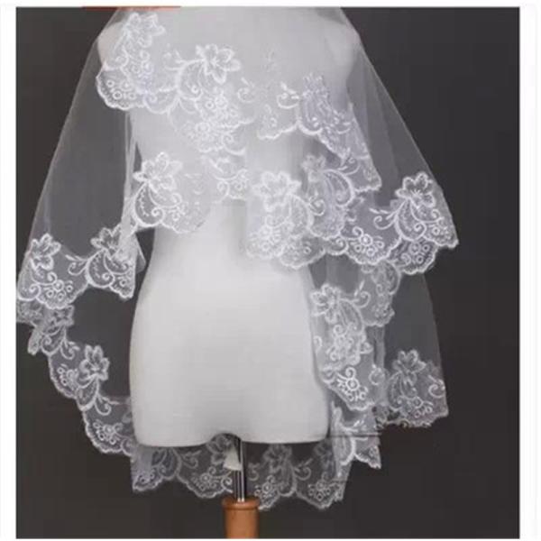 Embroidery Cord lace with Rhinstone  Ivory/White Bridal Veil  Wedding Accessories