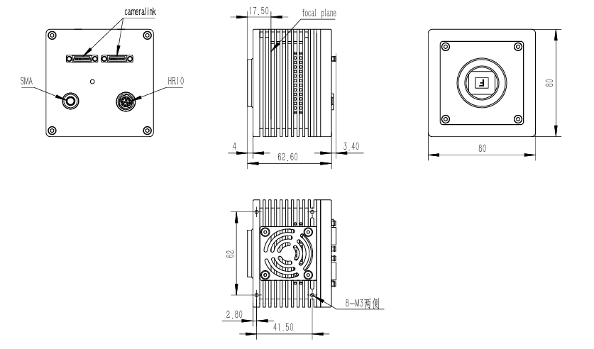 640×512 15μm TEC Cooled SWIR InGaAs Camera 300fps Full 4TAP High Bandwidth Camera Link GS-SW6401715300-C-CL2