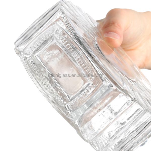 Collar Material Aluminum Plastic PP 500ml 750ml Empty Brandy Glass Bottle with Gold Cap