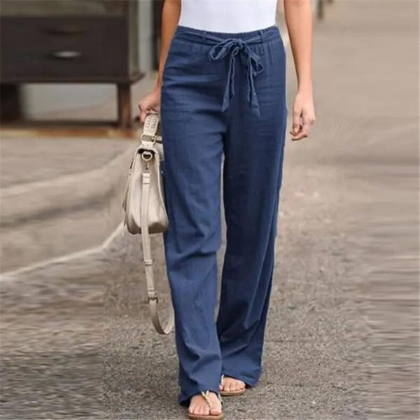 Fashion All Match  Blue Casual Pants Summer Wide Leg Trousers