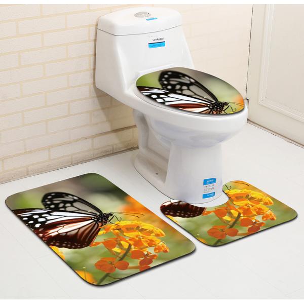 Polyester Sunflower Toilet Seat Cushion Toilet Lid Cover Set