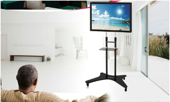 Black Expansion LCD Flat Screen TV Floor Stand Smart Degined 600 X 330 mm