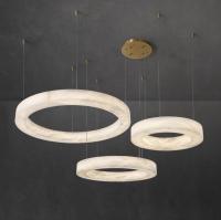 Nordic Led Anillo Moderno Español Alabastro Piedra Latón Pendant Lámpara Lustrera Para Salón