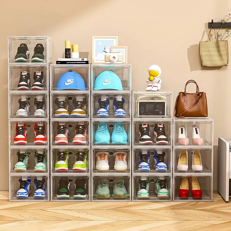 Spot New Products Space Saving Stackable Acrylic Shoe Organizer for Closet Sneaker Storage