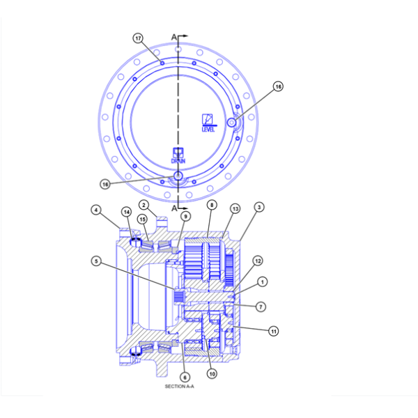 E374GC Travel gearbox  LH607-5640/RH607-5641（E374F 536-7277LH/538-5280RH）PART OF 609-9296, 636-4914 DRIVE GP-FINAL