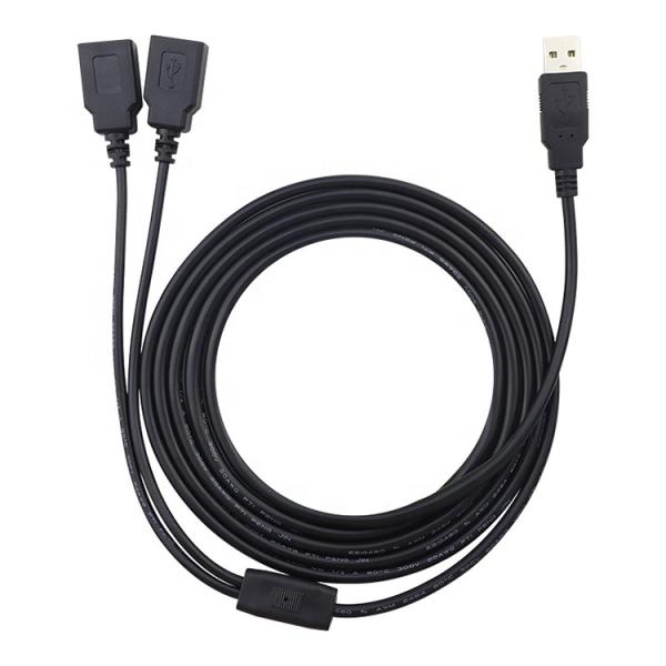 1m  2m 1 Male to 2 Female Y Shape USB Splitter Cable for Charging