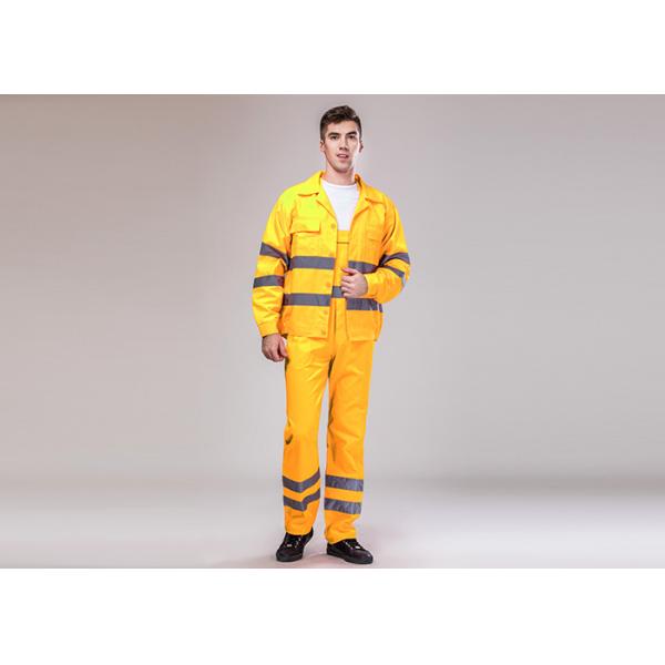Double Stitching Safety Work Clothes High Visable Orange Jacket Bib Pants Suit