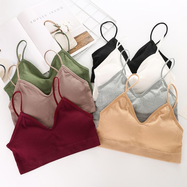 Strap Wrapped Ladies Wear Sexy Beautiful Back Small Chest Short Vest to Prevent Exposure With Chest Pad Tube Top Sports Bra