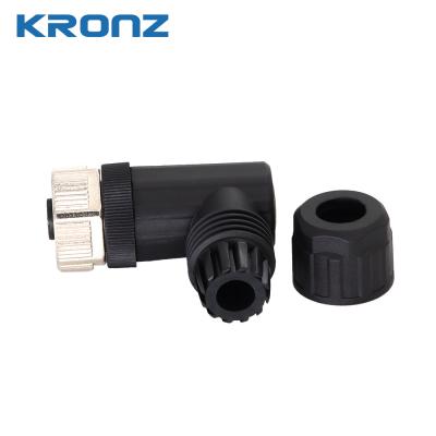 M12 Female Angled 8-Pin A-Coded Connector IP67 Field-Wireable