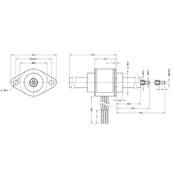 High Thrust 15 Degree Step Angle 20mm Stepper Motor 3.4W 32mm Stroke