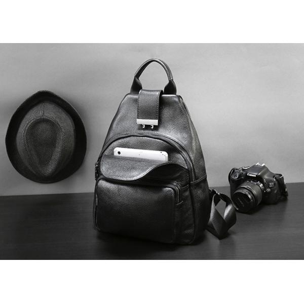 Casual Vintage Large Womens Backpack Bags , Lady Solid School Black Leather Rucksack