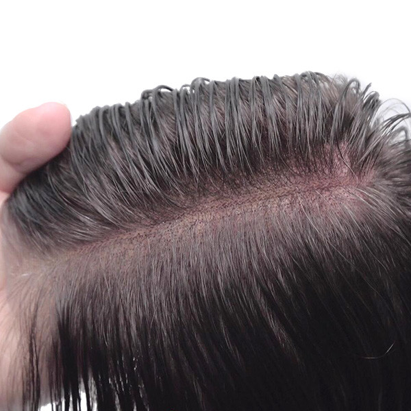 Dark Brown Full Lace Stock Hair System 8x10 Wavy Texture Mens Toupee
