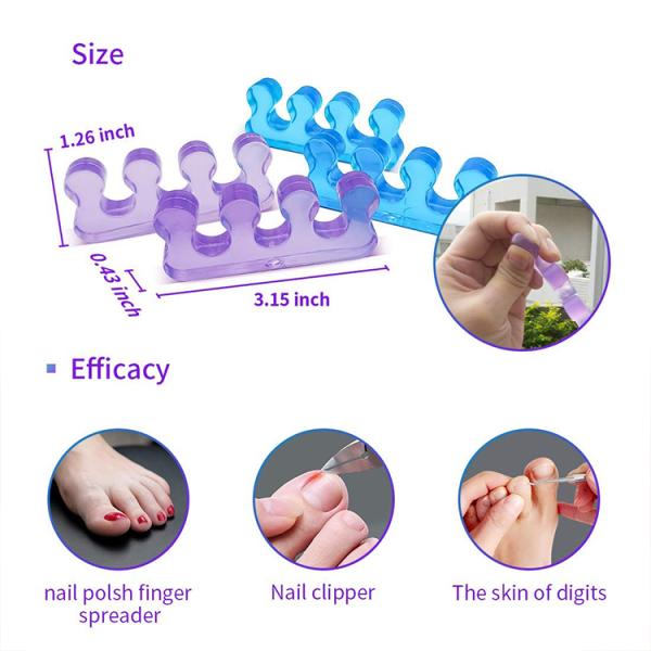 Separate Toenail Polish with 2 Pairs Toe Separator Pedicure Easy to Clean Toe Spacers