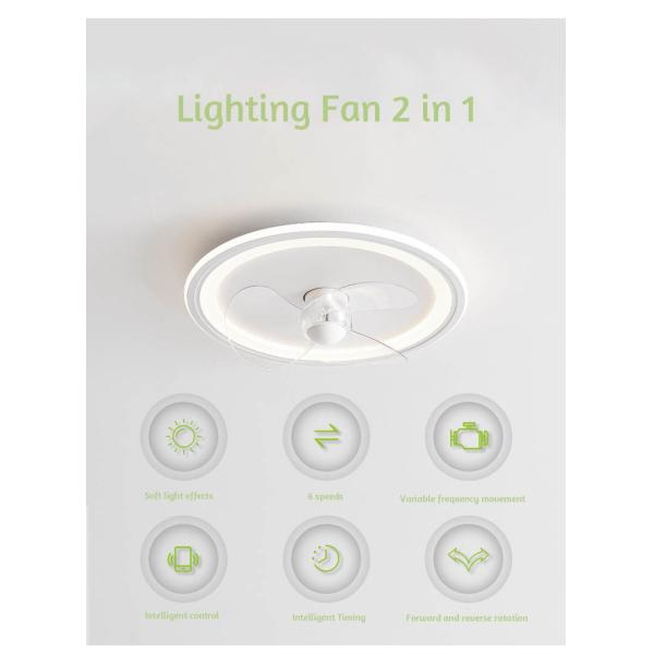 2000 Working Lifetime Ultra Slim Ceiling Fan Light with Simple Intelligent Design