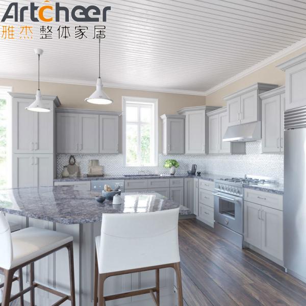 Modern White Shaker Kitchen Cabinets With Laminated Half Bullnose Countertop Edging